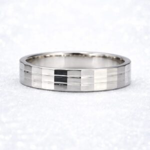 Polished Silver Geometric Pattern Men’s Ring